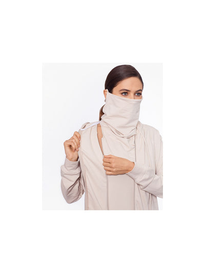 BAM BY BETSY & ADAM Womens Beige Stretch Zippered Pocketed With Removable Mask Long Sleeve Hoodie Top XS