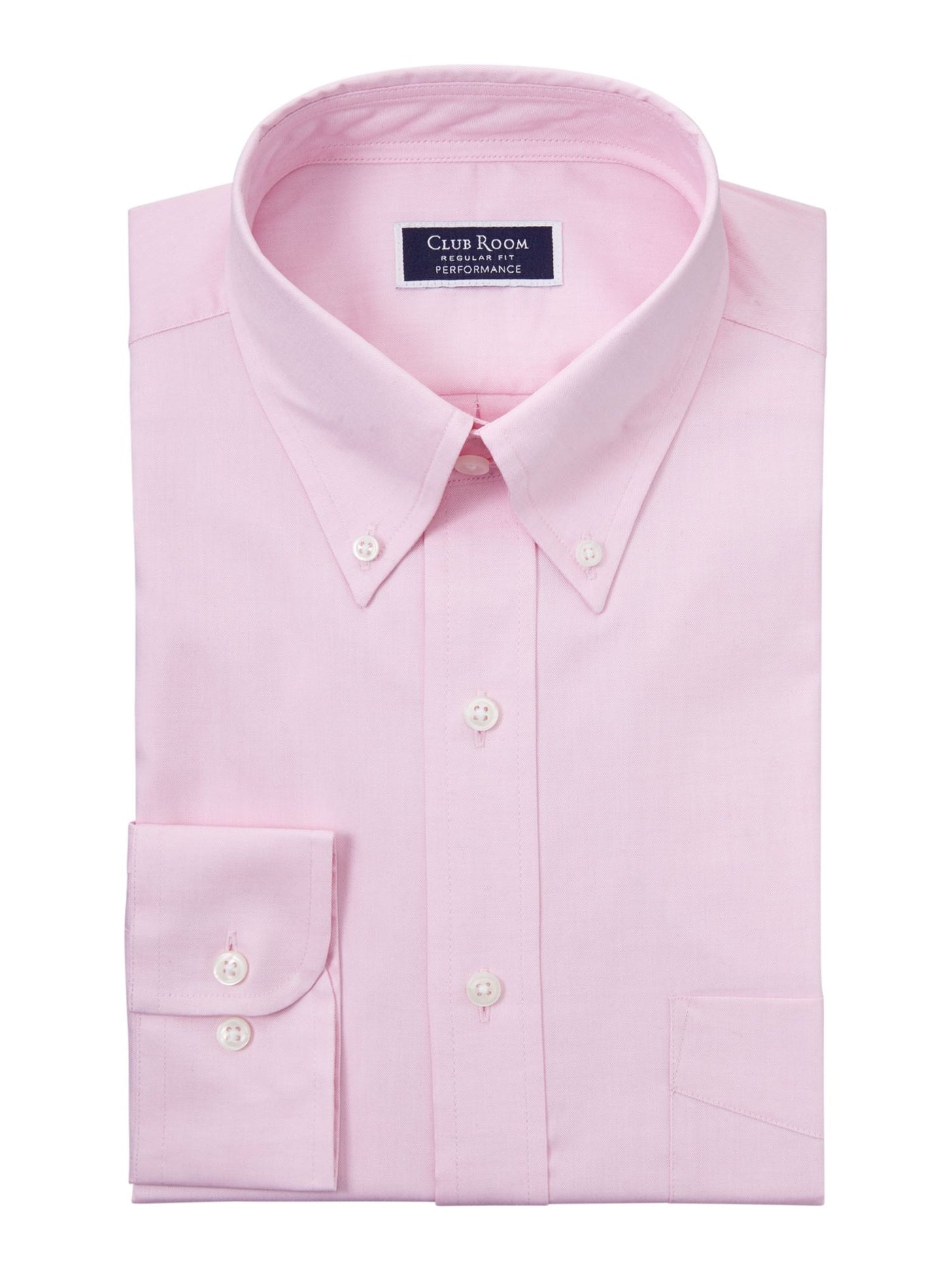 CLUBROOM Mens Pink Collared Classic Fit Performance Stretch Dress Shirt 16- 34/35