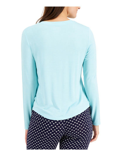 ALFANI Intimates Turquoise Knit Chest Pocket Curved Hem Sleep Shirt Pajama Top XXL