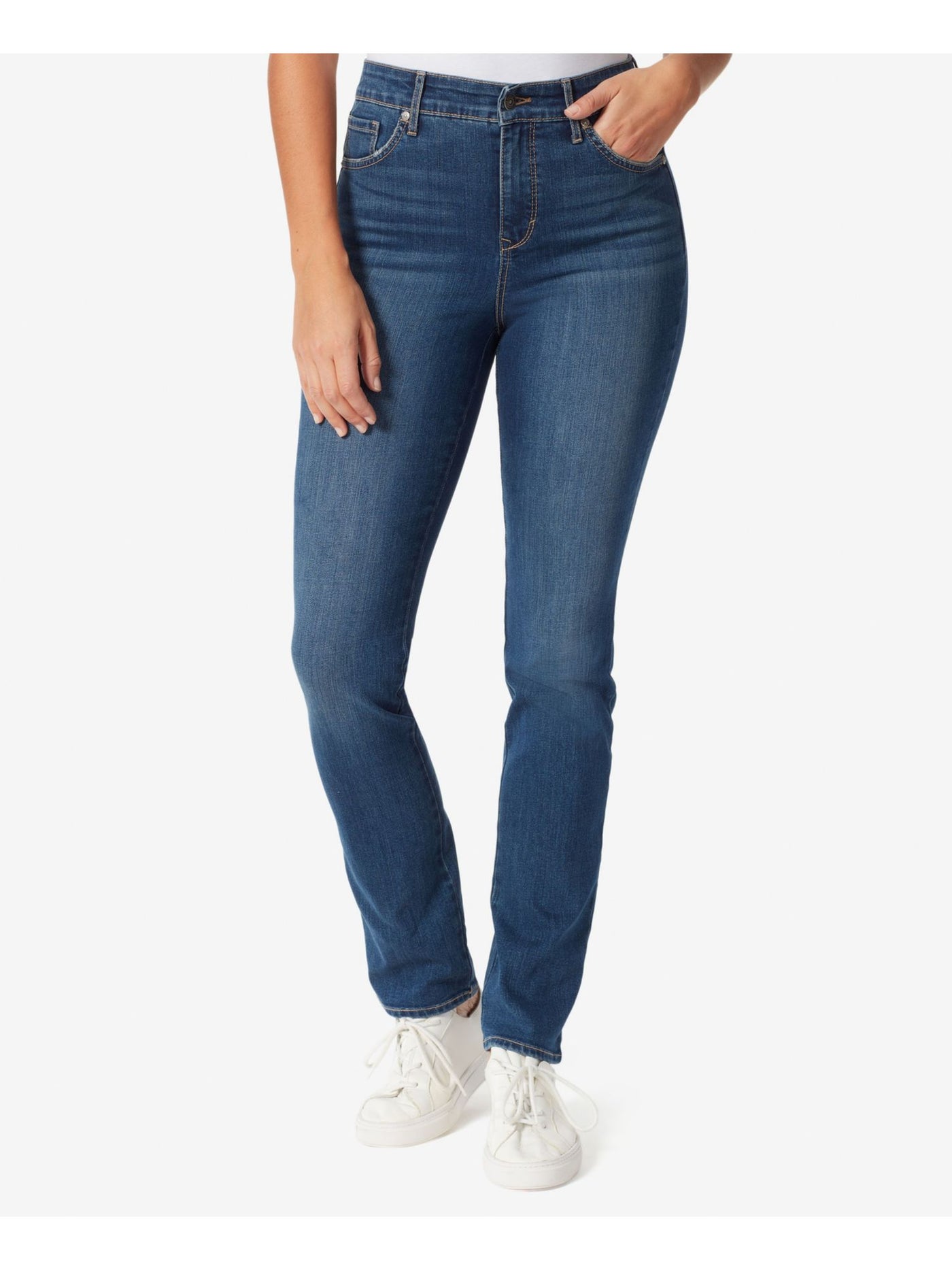 GLORIA VANDERBILT Womens Navy Denim Zippered Pocketed Skinny  Stretch Slimming High Waist Jeans 6