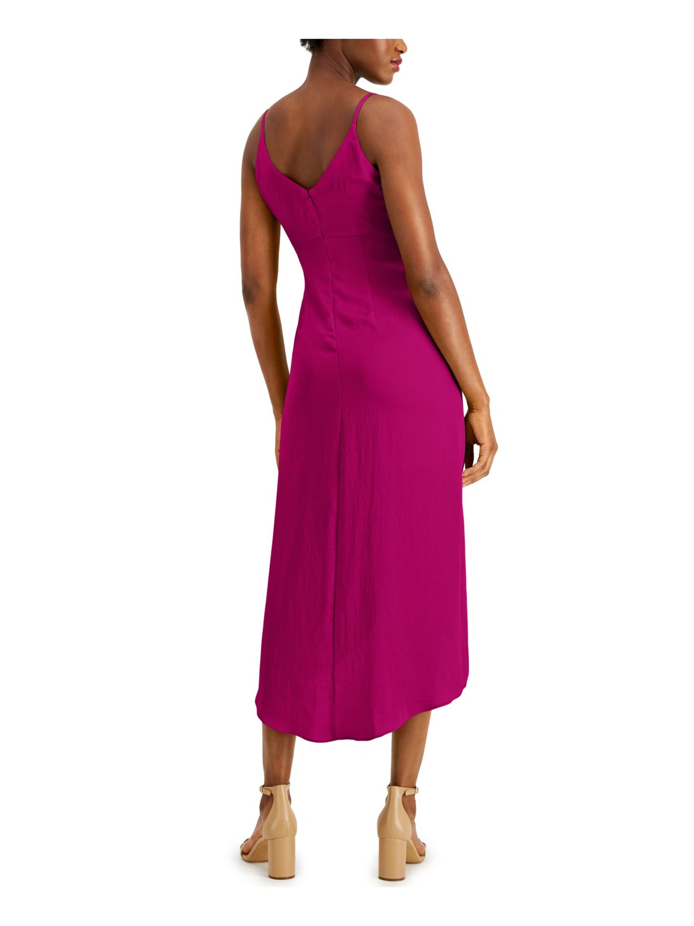 BAR III Womens Pink Spaghetti Strap V Neck Midi Party Hi-Lo Dress XS