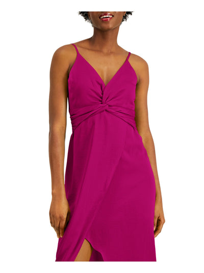 BAR III Womens Pink Spaghetti Strap V Neck Midi Party Hi-Lo Dress XS