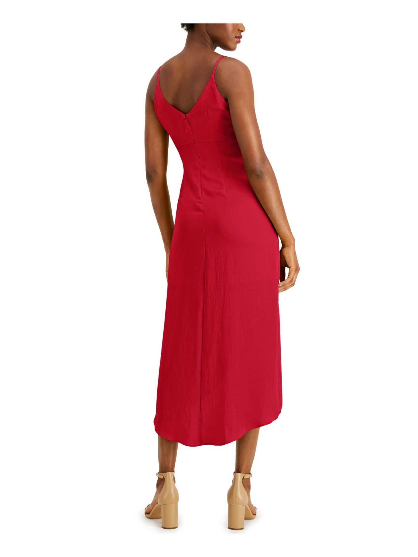 BAR III Womens Red Spaghetti Strap V Neck Midi Party Hi-Lo Dress XL