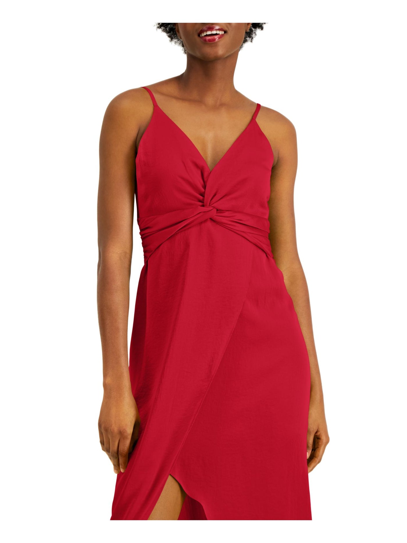 BAR III Womens Red Spaghetti Strap V Neck Midi Party Hi-Lo Dress XS
