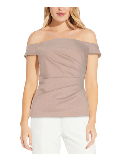 ADRIANNA PAPELL Womens Beige Off Shoulder Party Top 16