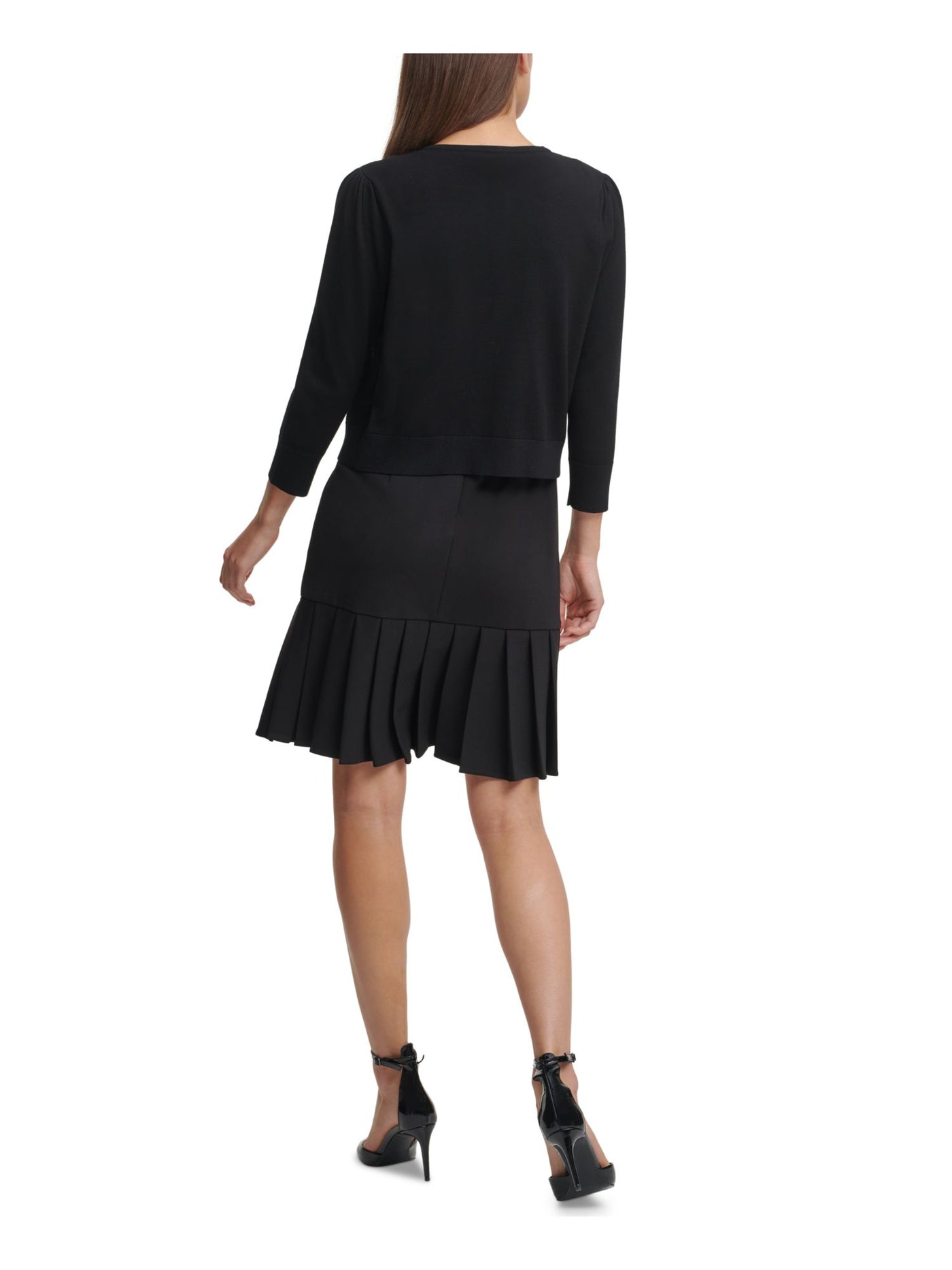 DKNY Womens Black Long Sleeve Open Front Sweater XL