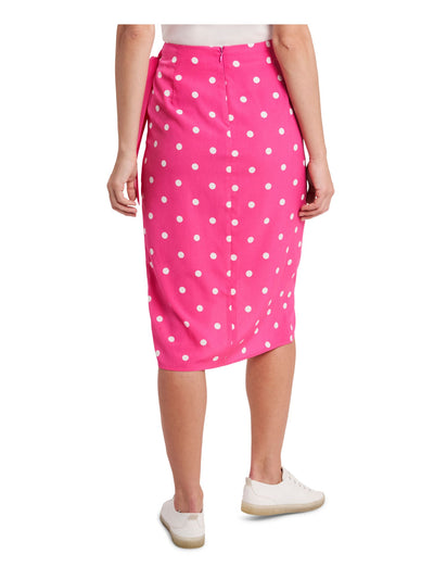 RILEY&RAE Womens Pink Zippered Tie Polka Dot Midi Faux Wrap Skirt 10