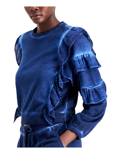 INC Womens Ruffle Trim Long Sleeve Sweatshirt
