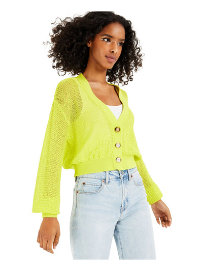 BAR III Womens Yellow Long Sleeve Sweater XXS