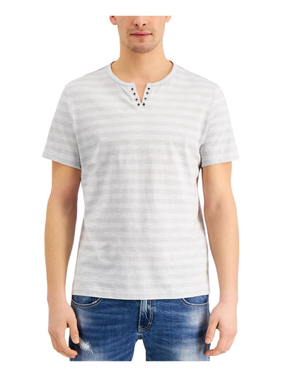 INC Mens Gray Striped Short Sleeve Classic Fit Casual Shirt XL