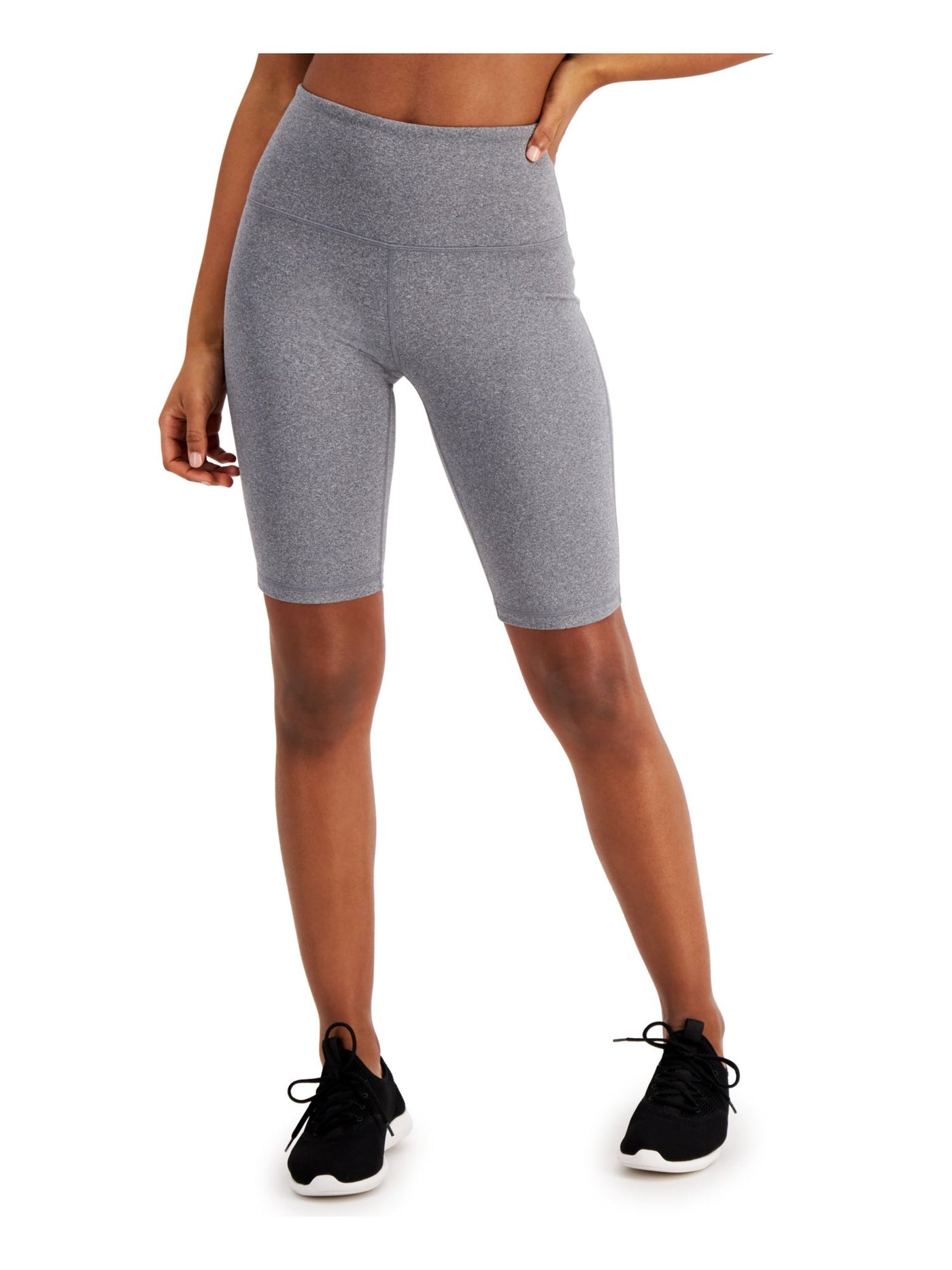 IDEOLOGY Womens Gray Stretch Moisture Wicking Upf 50 Flat Seams Heather Active Wear High Waist Shorts L