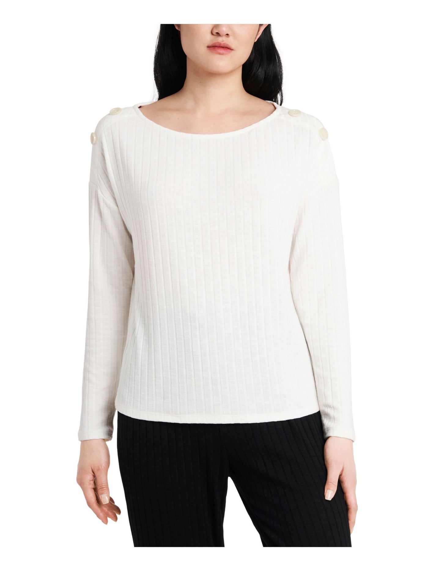 RILEY&RAE Womens White Long Sleeve Scoop Neck Top XL