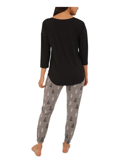 MUNKI MUNKI Intimates Black Pullover 3/4 Sleeve Shirttail Hem Sleep Shirt Pajama Top S