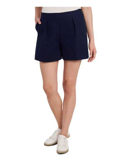 RILEY&RAE Womens Navy Stretch Zippered Pocketed Straight leg Shorts 2