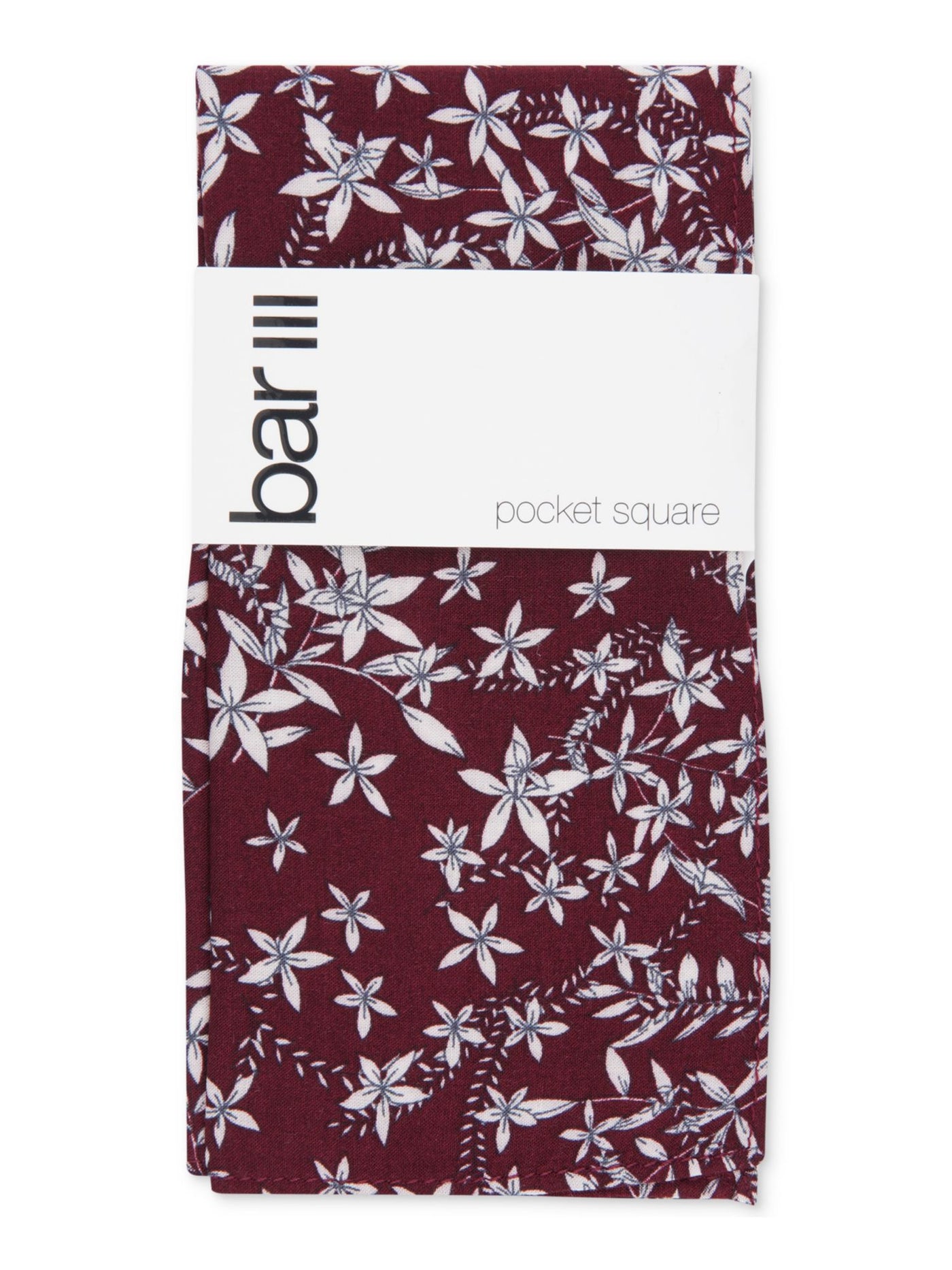 BAR III Mens Burgundy Floral Pocket Square