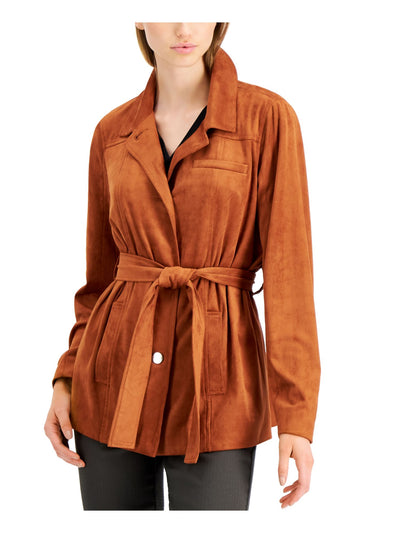 ALFANI Womens Brown Faux Suede Jacket XL