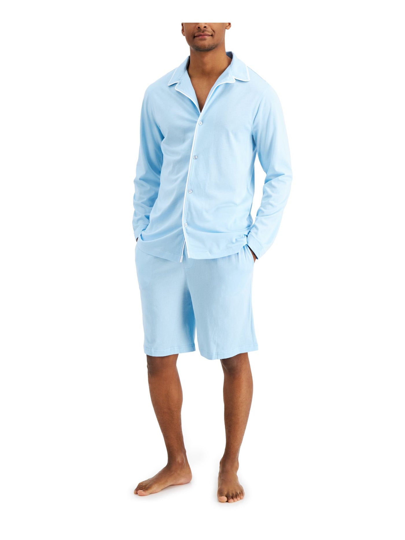 CLUBROOM Intimates Light Blue Notched Collar Sleep Shirt Pajama Top XL