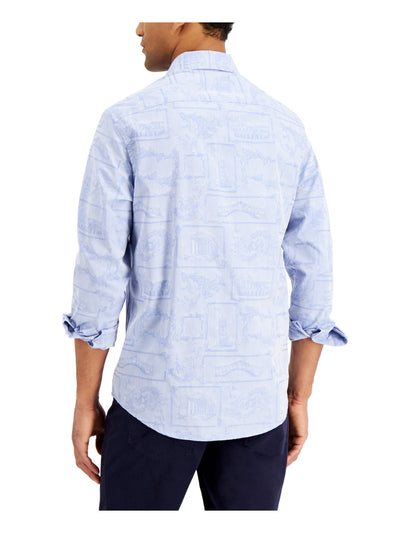 TASSO ELBA Mens Tourista Light Blue Spread Collar Classic Fit Button Down Shirt S