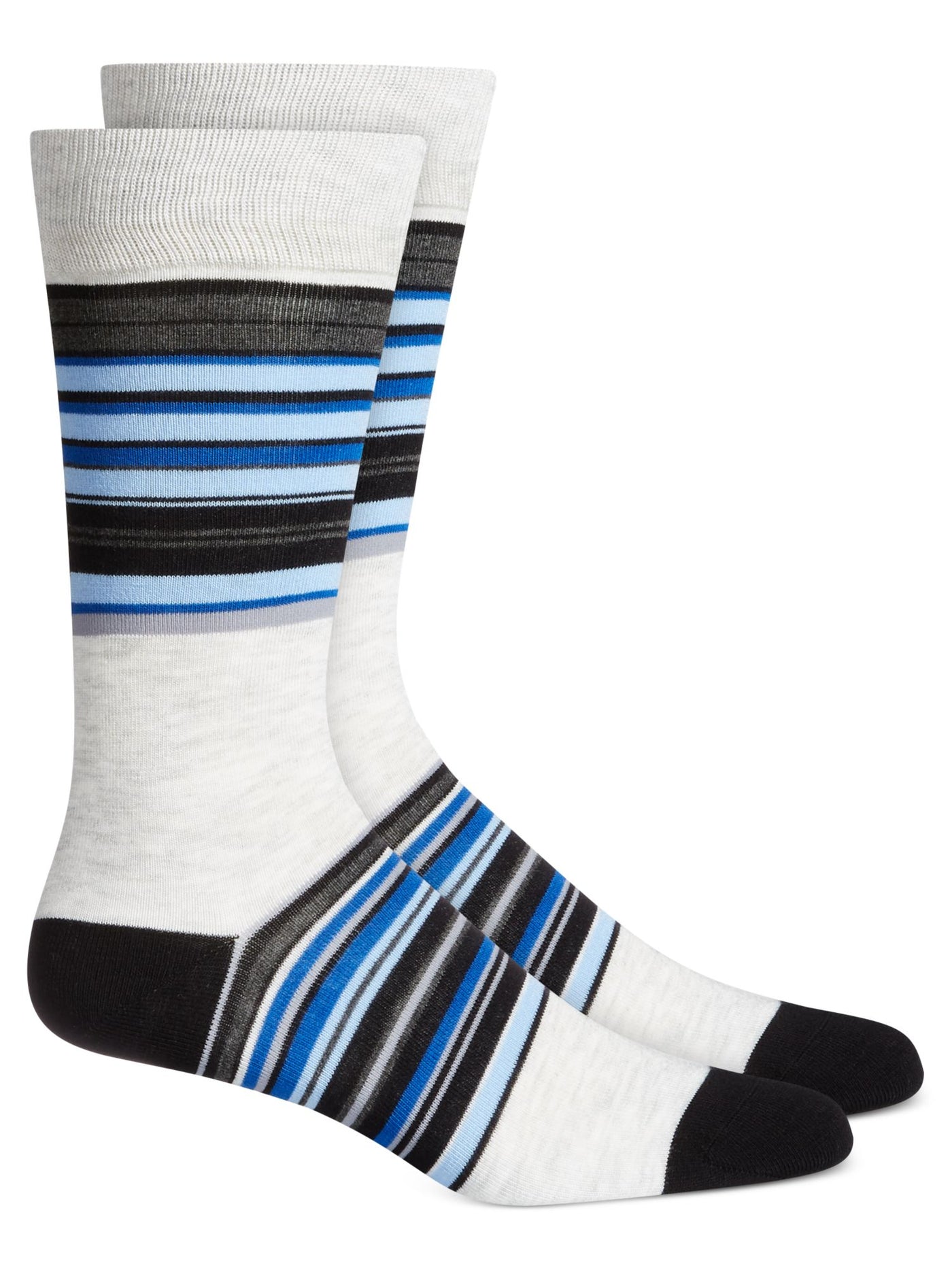 ALFATECH BY ALFANI Mens Eternal Blue Striped Comfortable Seamless Dress Crew Socks 7-12