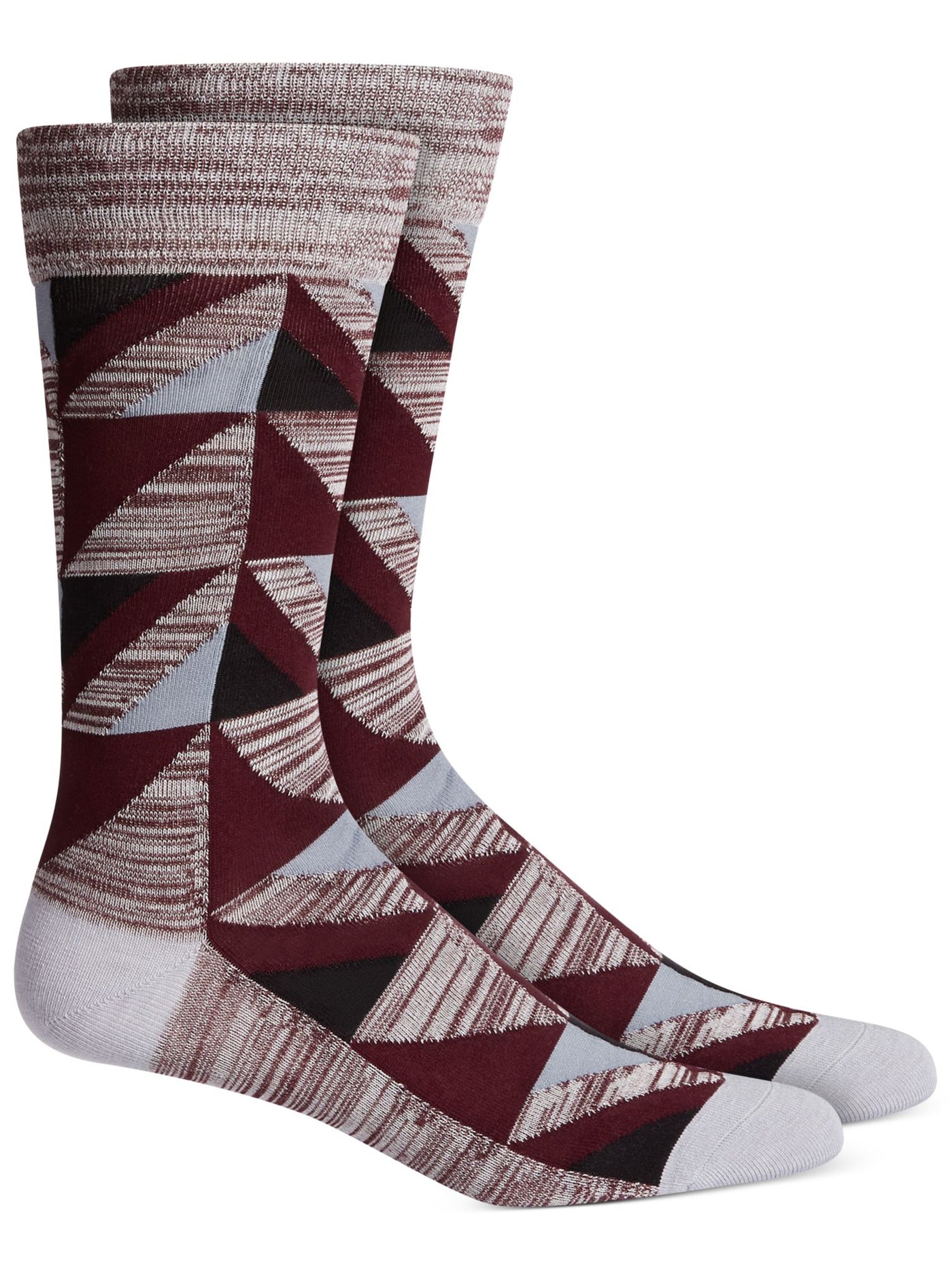 ALFANI Mens Port Burgundy Geometric Dress Crew Socks 7-12