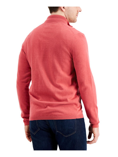 TASSO ELBA Mens Red Mock Neck Classic Fit Full Zip Stretch Cardigan Sweater XL