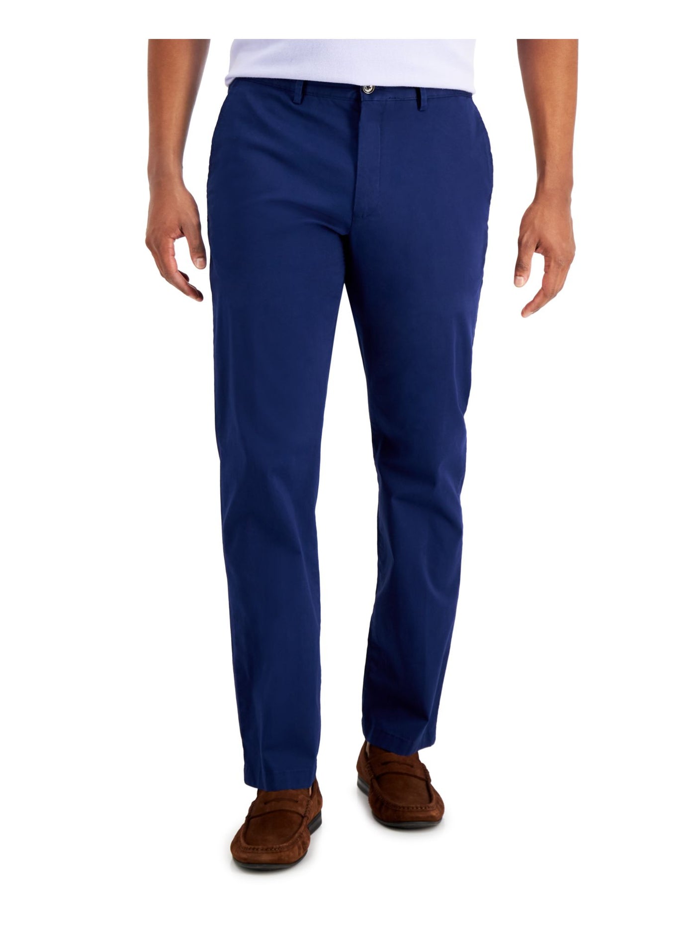 TASSO ELBA Mens Blue Flat Front, Regular Fit Stretch Pants W36/ L32
