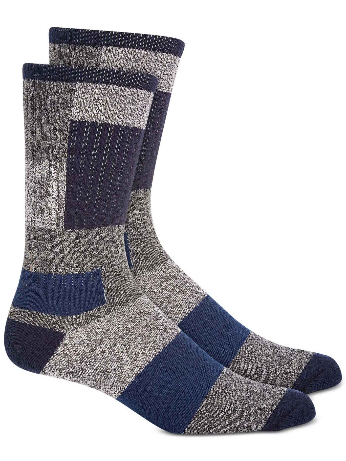 SUN STONE Mens Gray Patchwork Logo Contrast Heel And Toe Ribbed Casual Crew Socks 7-12