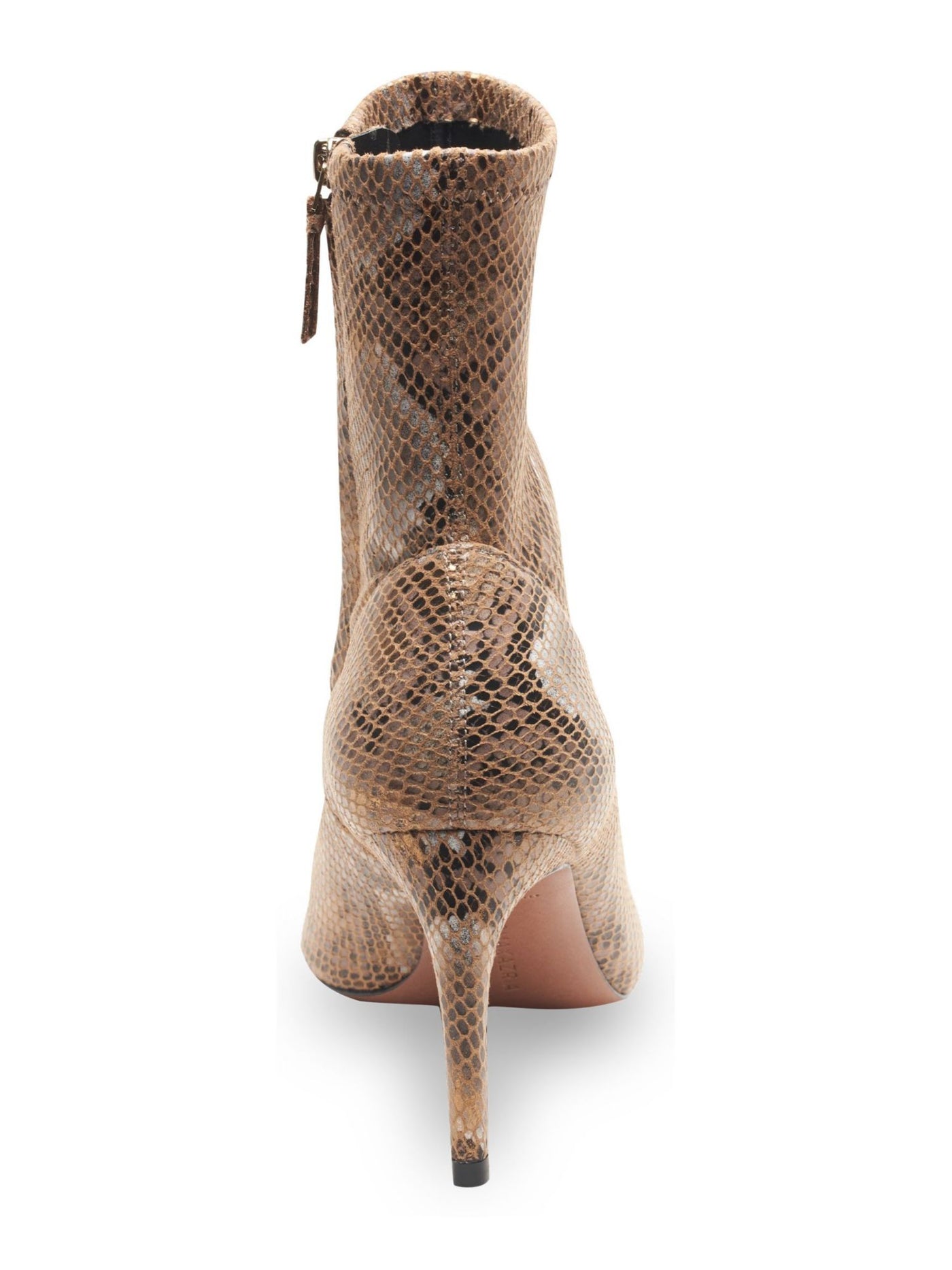 BCBG MAXAZRIA Womens Beige Snake Print Cushioned Bowie Pointed Toe Stiletto Zip-Up Booties 9