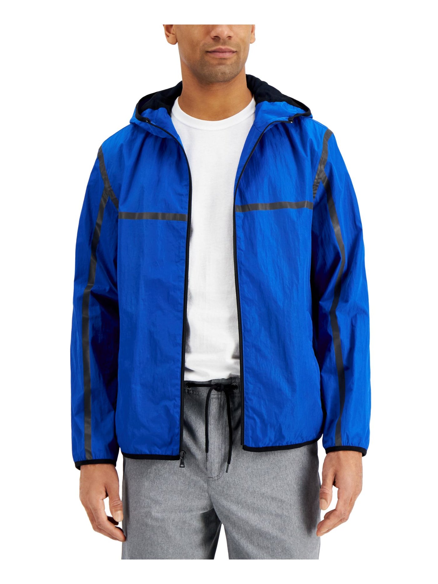 ALFANI Mens Tech Blue Zip Up Jacket M