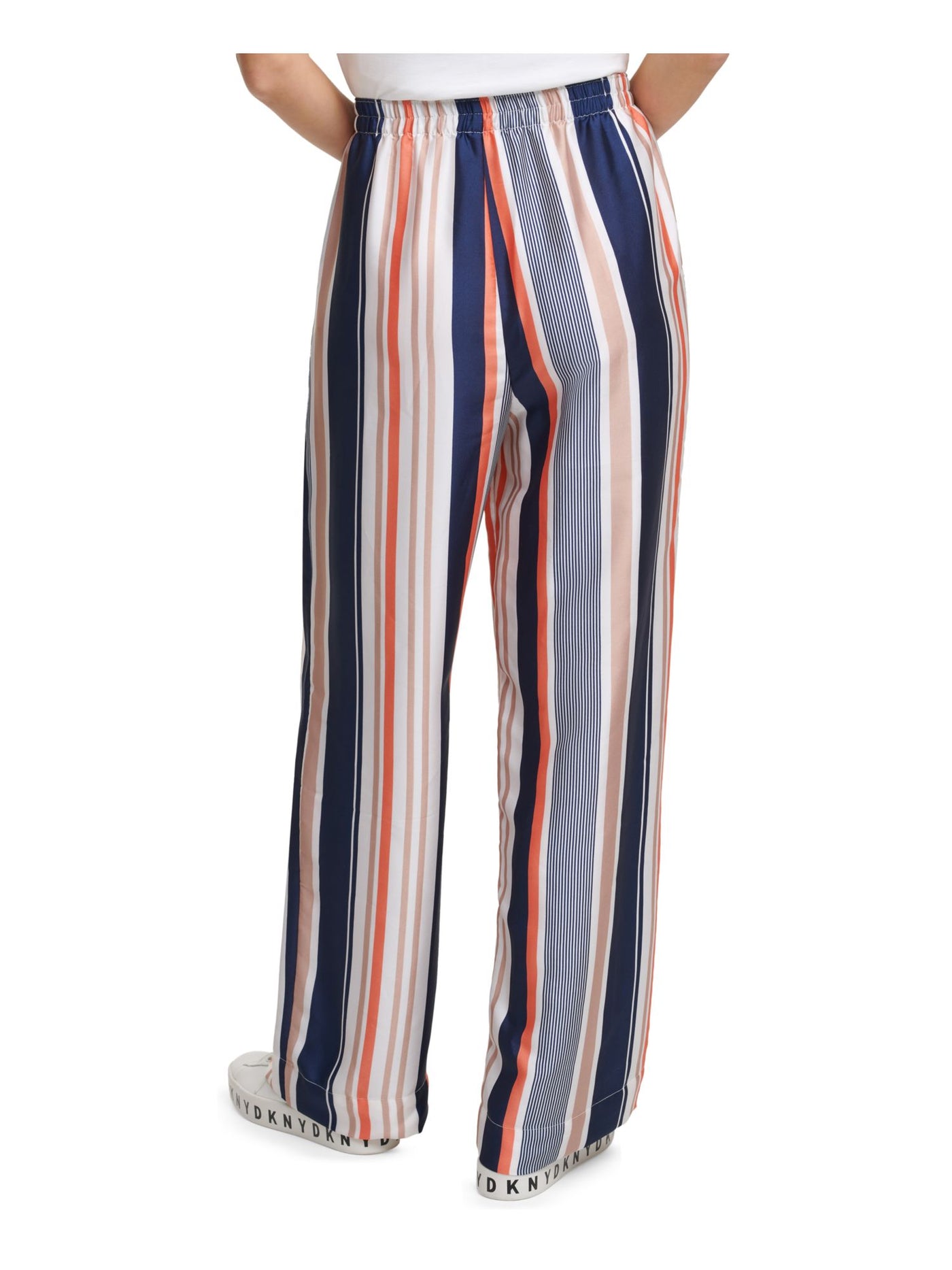 DKNY Womens Navy Striped Wide Leg Pants L