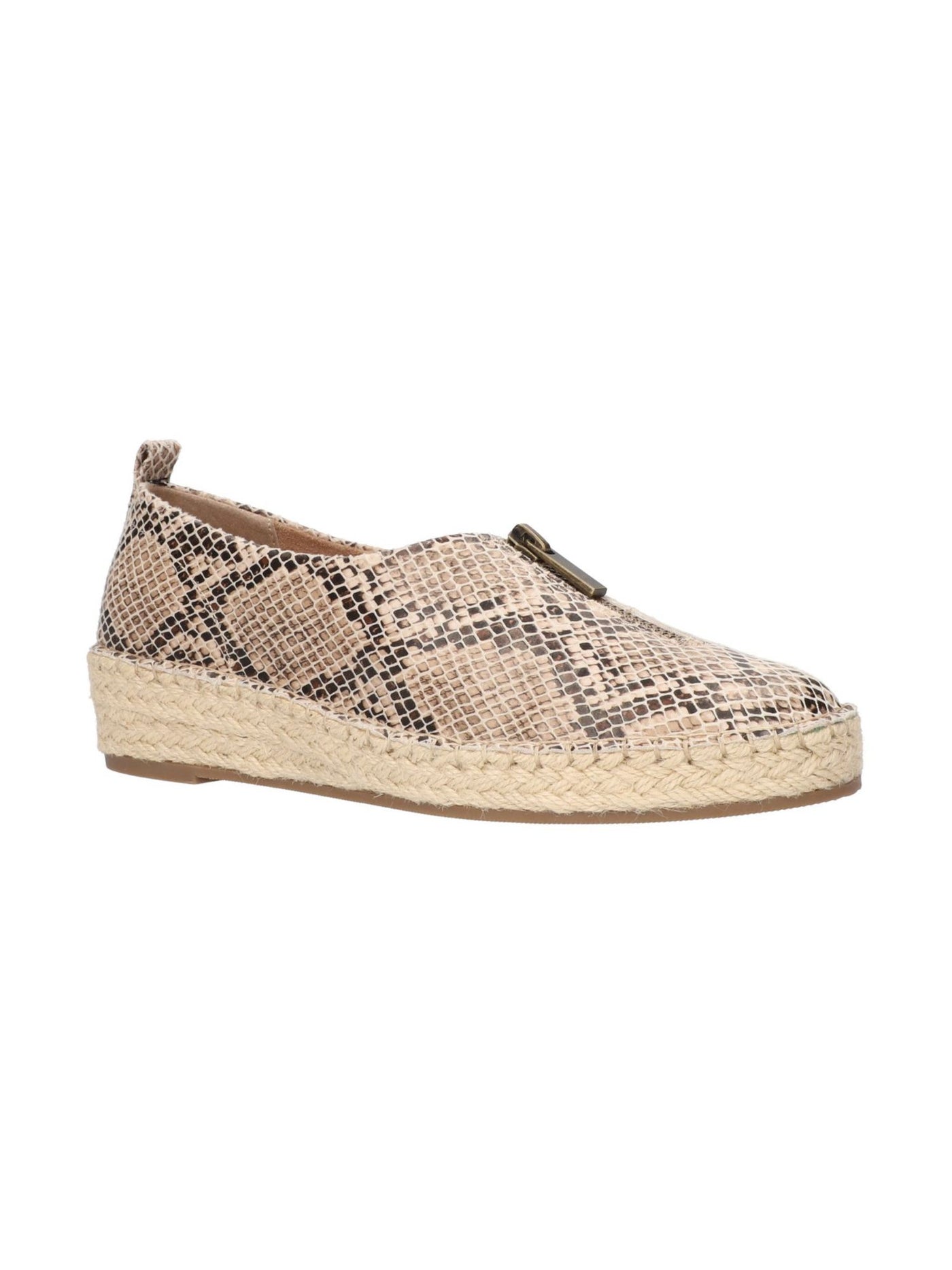 BELLA VITA Womens Natural Beige Snake Print Pull Tab Cushioned Jimena Round Toe Wedge Zip-Up Espadrille Shoes 10 WW