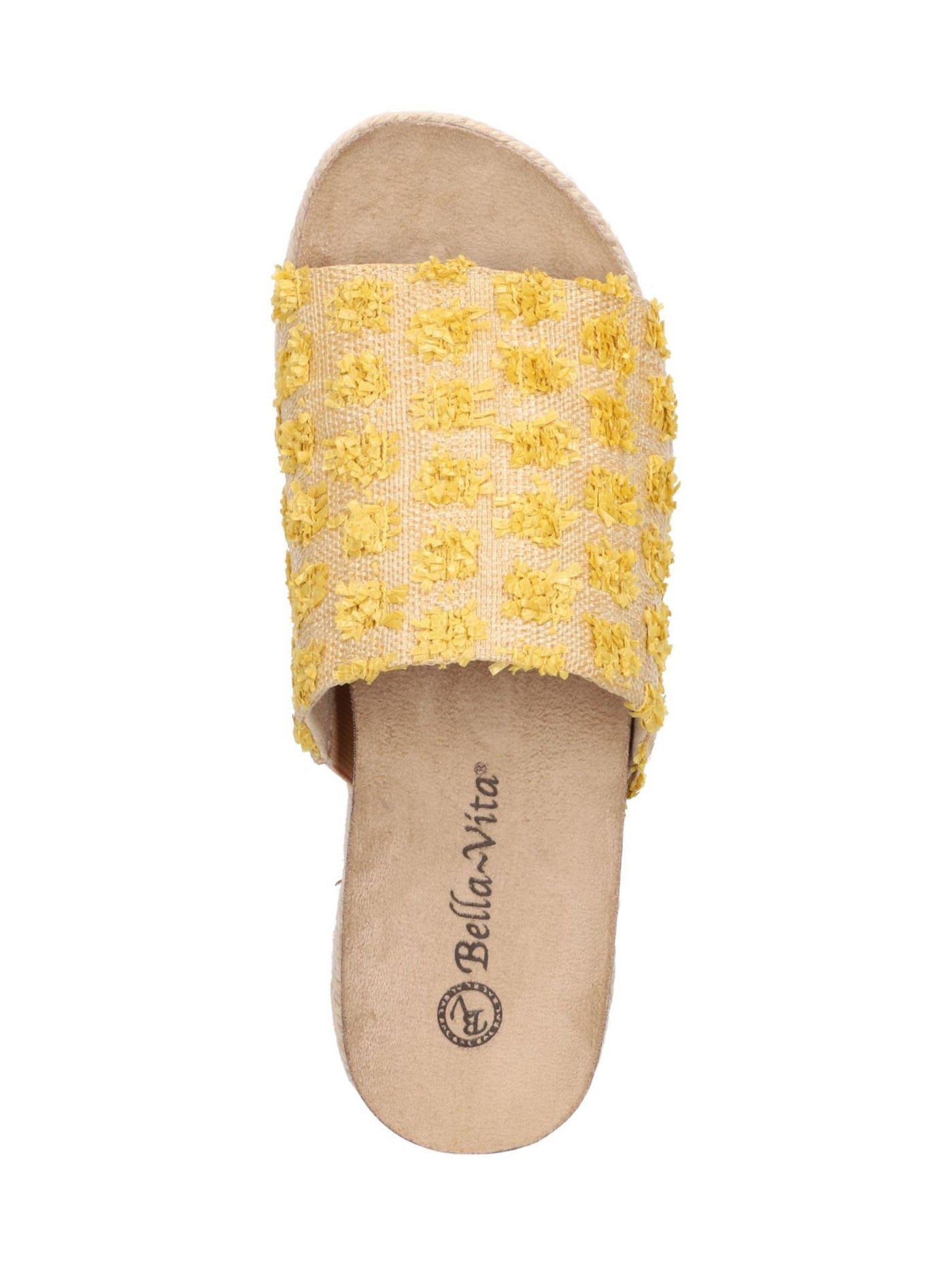 BELLA VITA Womens Yellow Pom Poms Padded Satara Round Toe Platform Slip On Slide Sandals Shoes 12 M