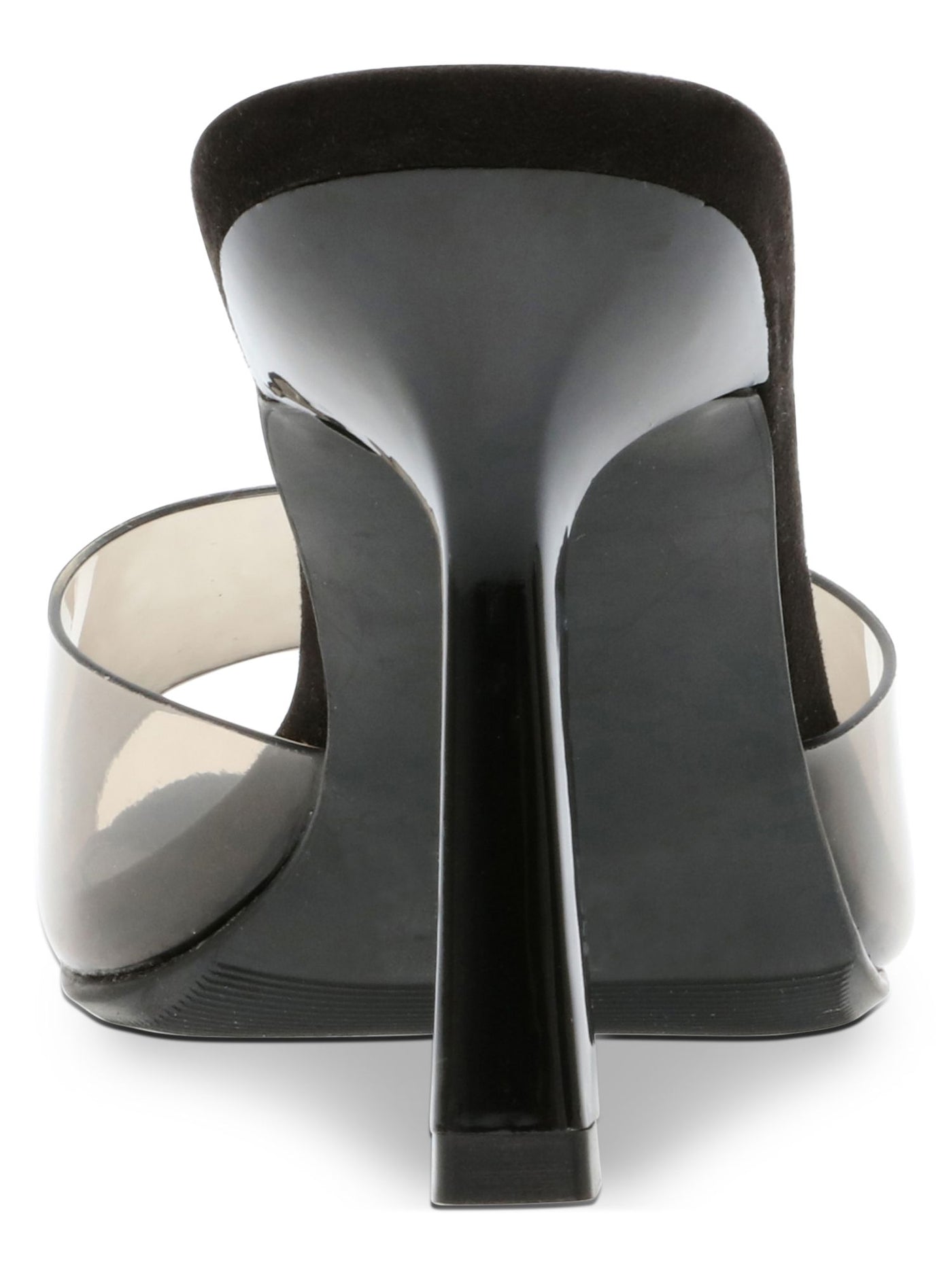 WILD PAIR Womens Black Transparent Padded Breathable Luuna Square Toe Stiletto Slip On Dress Heeled Sandal 9 M