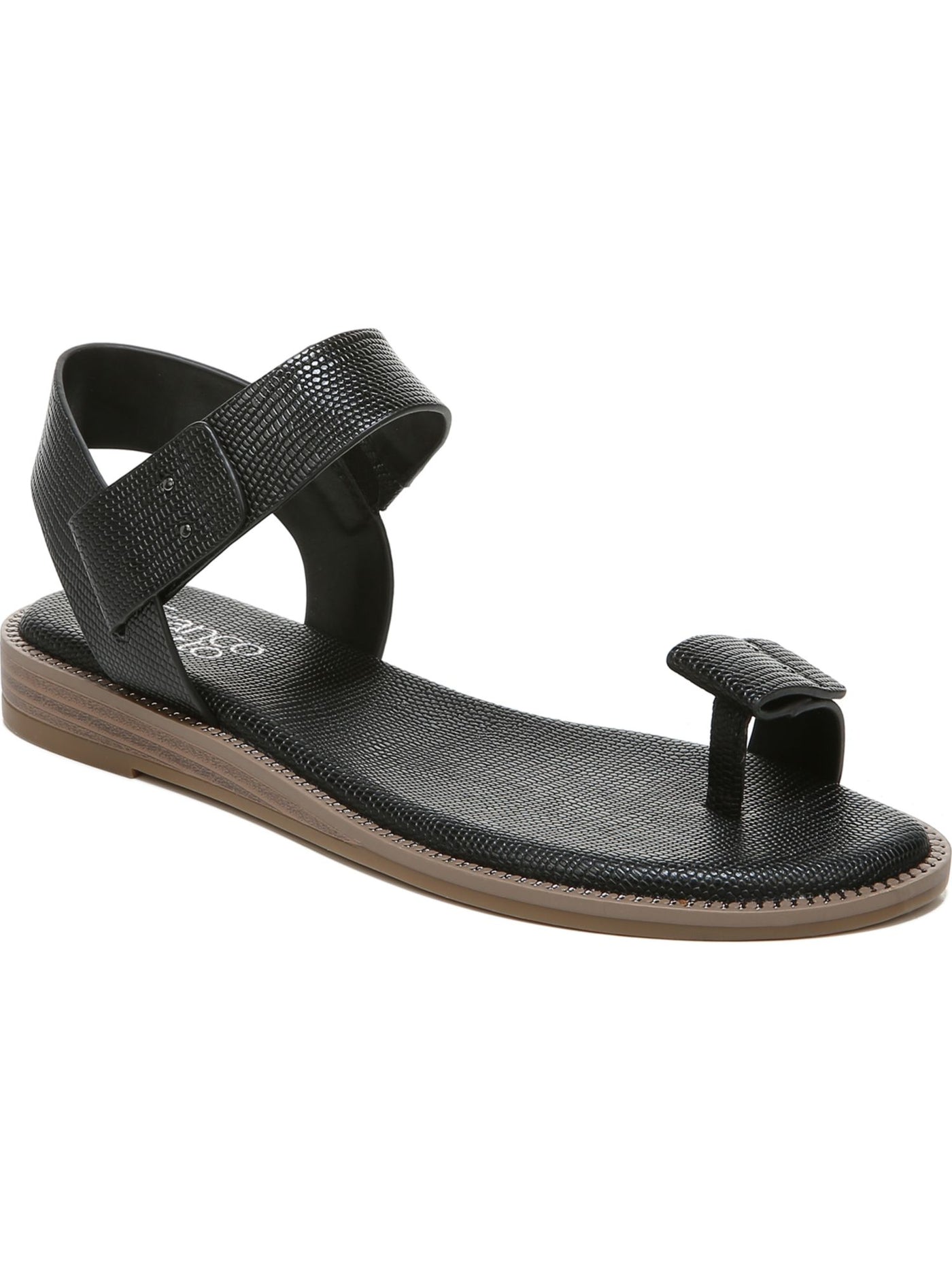 FRANCO SARTO Womens Black Snakeskin Comfort Geranio Round Toe Slip On Sandals Shoes 7.5 M