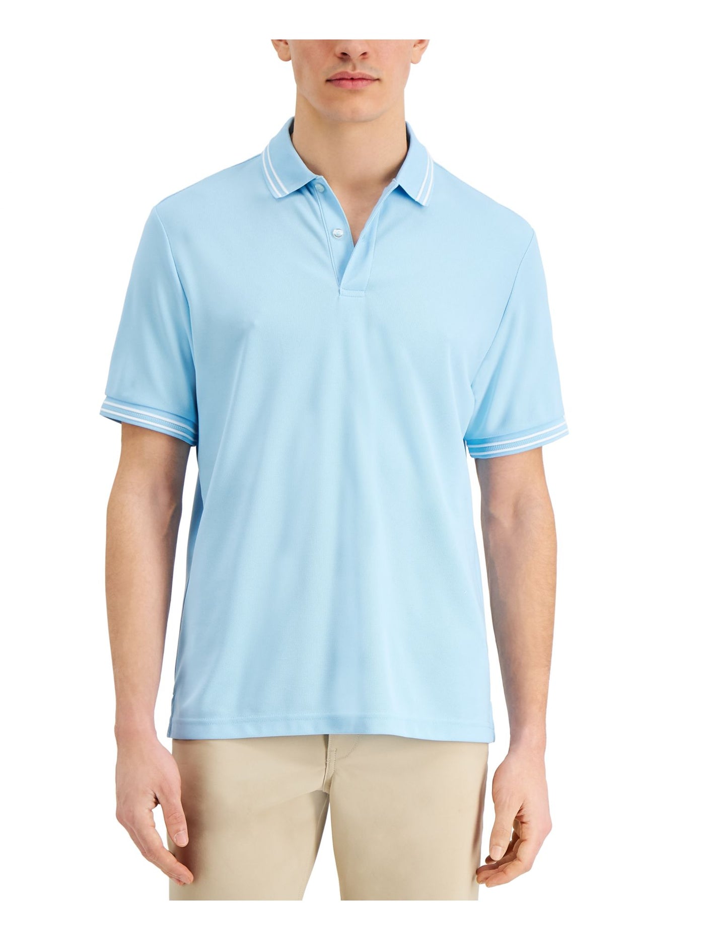 CLUBROOM Mens Light Blue Classic Fit Moisture Wicking Polo S