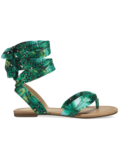 THALIA SODI Womens Green Jungle Comfort Joleyn Round Toe Lace-Up Thong Sandals Shoes 6.5 M