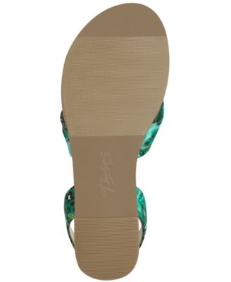 THALIA SODI Womens Green Jungle Comfort Joleyn Round Toe Lace-Up Thong Sandals Shoes M