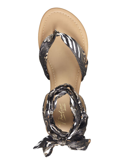 THALIA SODI Womens Black Safari Slingback Cushioned Joleyn Round Toe Block Heel Lace-Up Thong Sandals Shoes 5 M