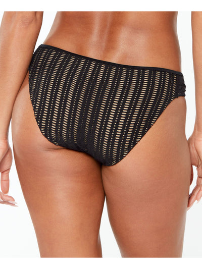 BAR III Women's Black Stretch Lined Full Coverage Crochet Hipster Swimsuit Bottom XL