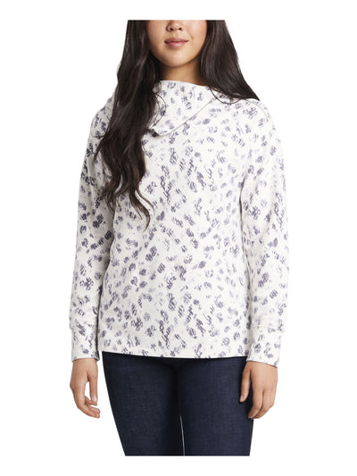 VINCE CAMUTO Womens White Stretch Animal Print Long Sleeve Top L