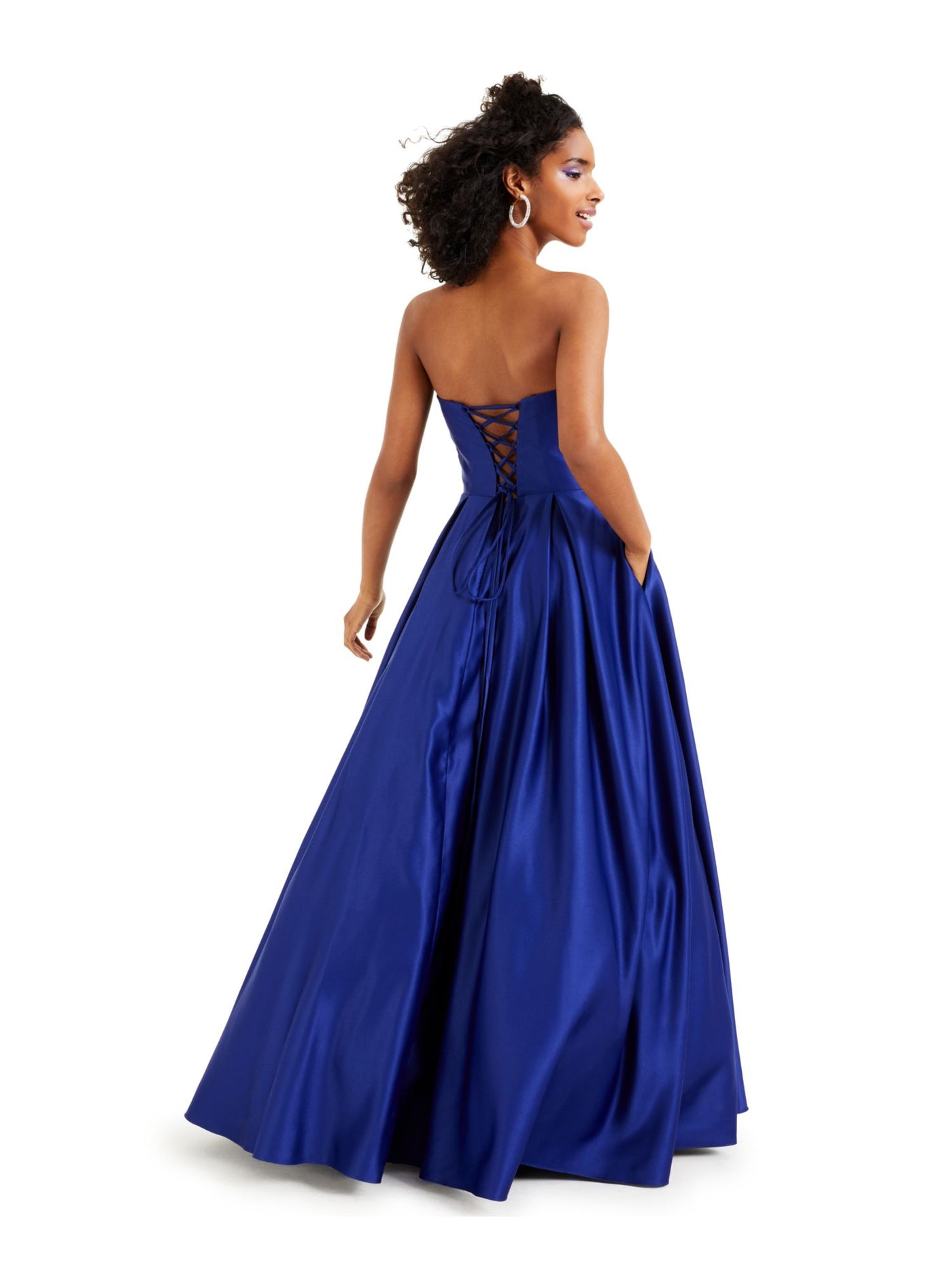 BLONDIE NITES Womens Blue Embellished Crinoline Lining Sweetheart Neckline Full-Length Formal Fit + Flare Dress 3