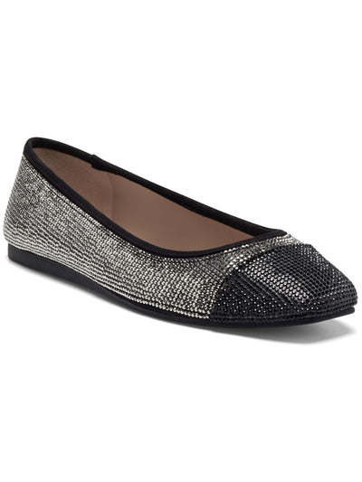 INC Womens Gray Rhinestone Cushioned Jenaya Square Toe Slip On Dress Flats Shoes 6.5 M