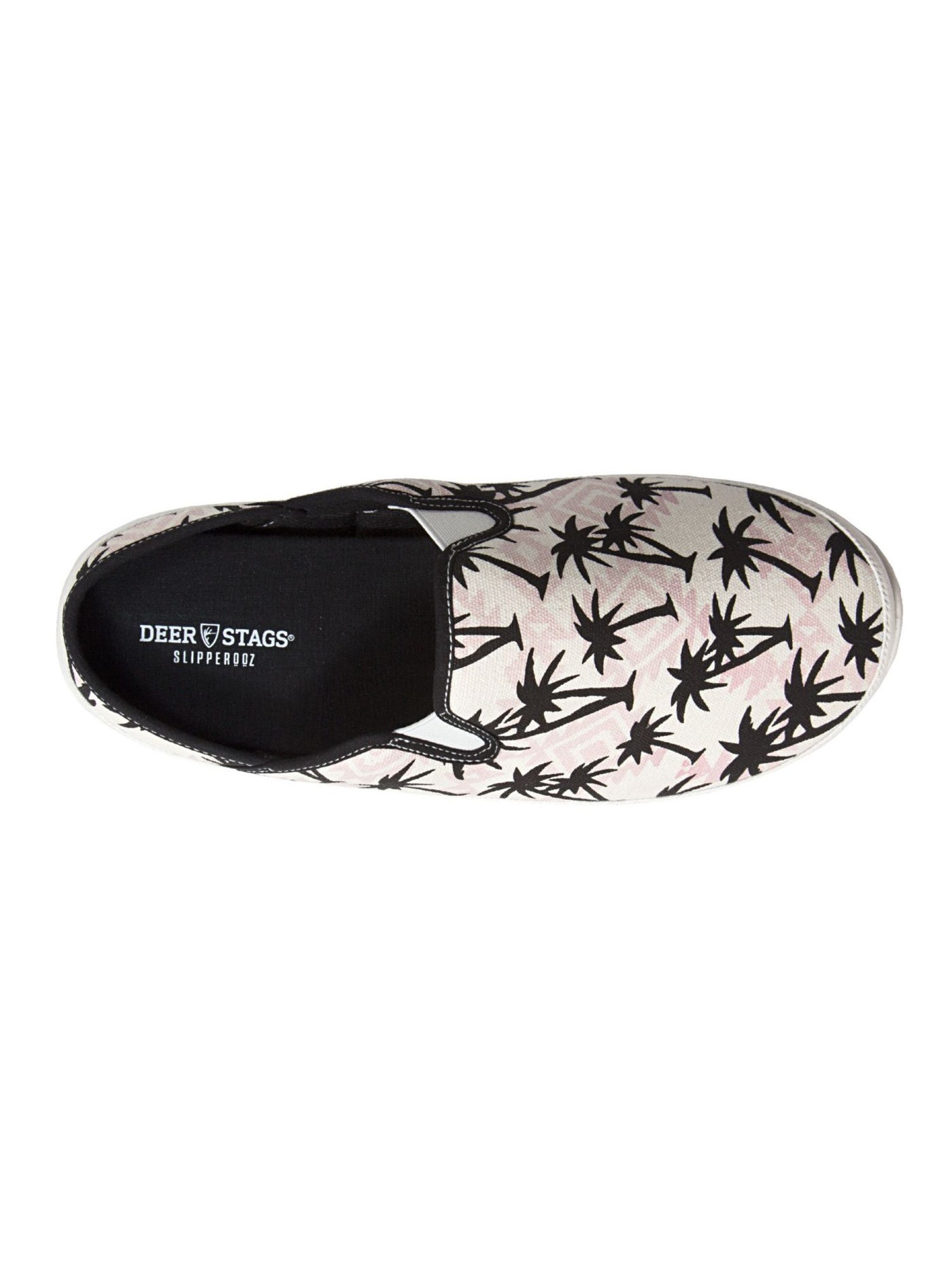 DEER STAGS Mens White Palm Tree Removable Insole Slipperooz Round Toe Slip On Slippers Shoes 11 M