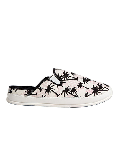 DEER STAGS Mens White Palm Tree Removable Insole Slipperooz Round Toe Slip On Slippers Shoes 11 M