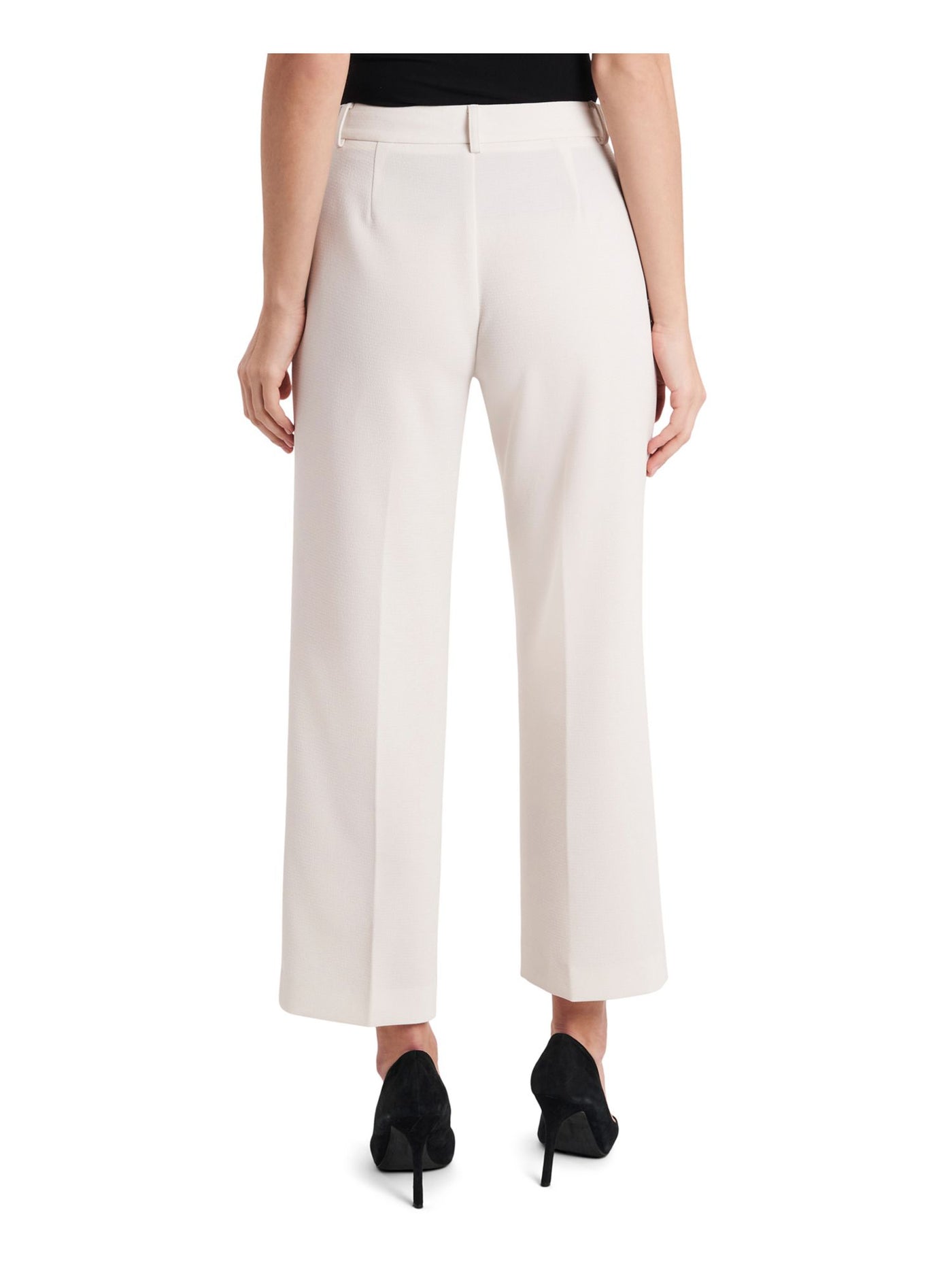 RILEY&RAE Womens Pocketed Zippered Cropped Crepe Wear To Work Wide Leg Pants