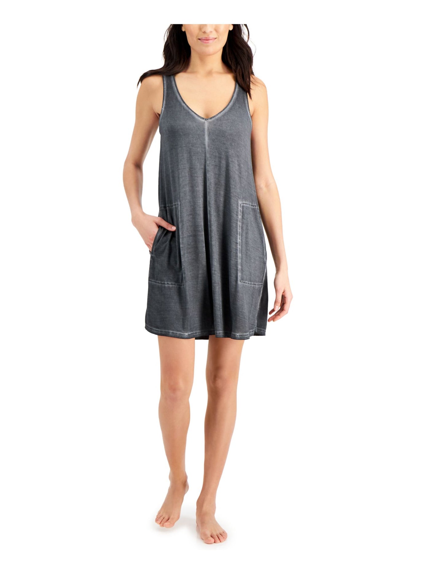 JENNI Intimates Gray Washed Tank Chemise Sleeveless Nightgown XS