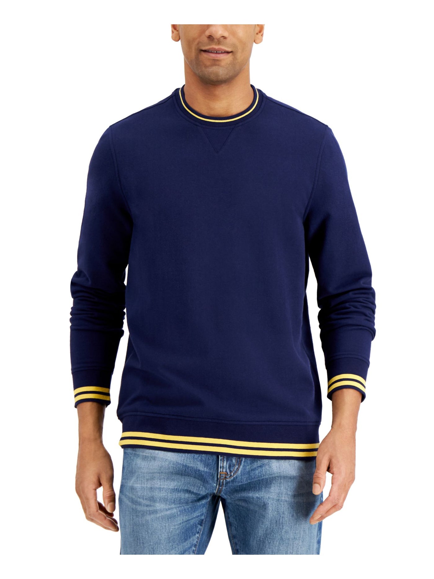 CLUBROOM Mens Navy Long Sleeve Crew Neck Classic Fit Stretch Sweatshirt XXL