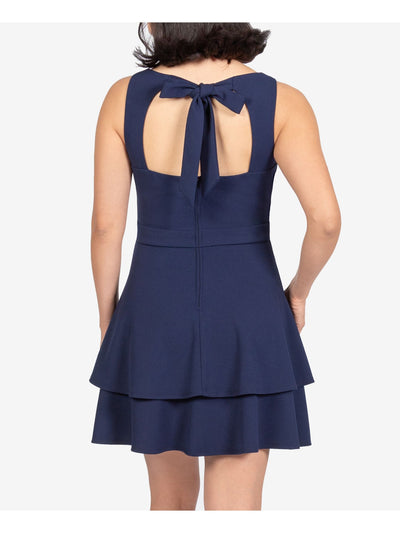 B DARLIN Womens Navy Sleeveless Square Neck Mini Fit + Flare Dress 5\6