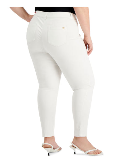 CALVIN KLEIN Womens White Stretch Pocketed Zippered Twill Mid-rise Slim Skinny Pants Plus 24W
