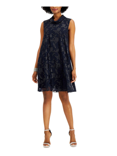 CONNECTED APPAREL Womens Navy Floral Sleeveless Above The Knee Cocktail Shift Dress 12